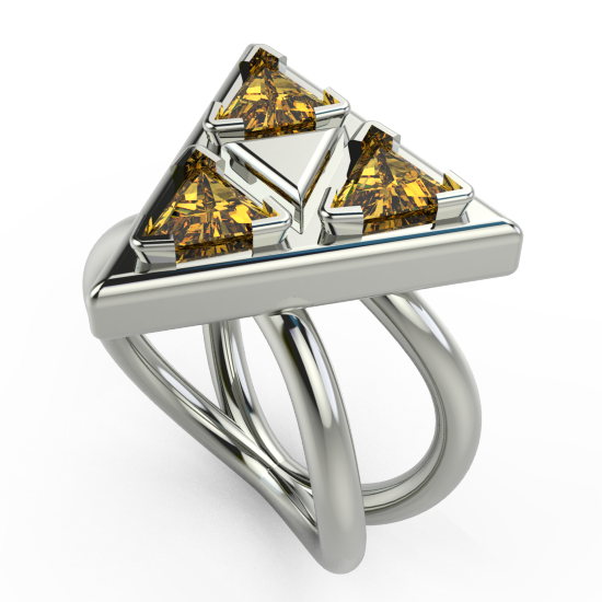 Designer 3 Color Stone Ring For Women