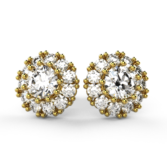 Attractive Flower Frame Fancy Cut Diamond Earring