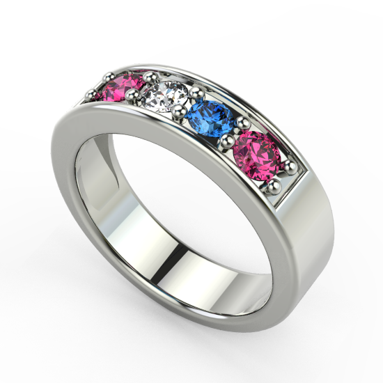 Solitaire 4 Fancy Cut Color Stone Ring For Women