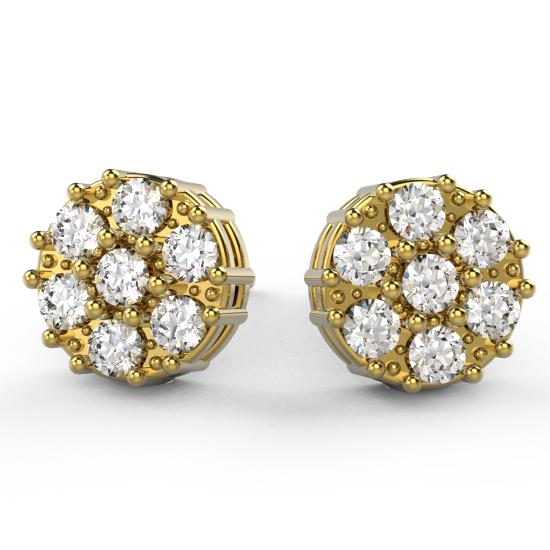 Diamond Flower Cluster Earrings For Women