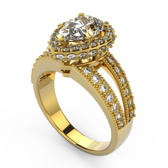 Designer  Pear Cut Diamond Halo Eengagement Ring