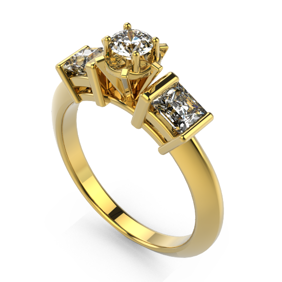 Royale Designer Three Princess Cut Diamond Wedding Ring