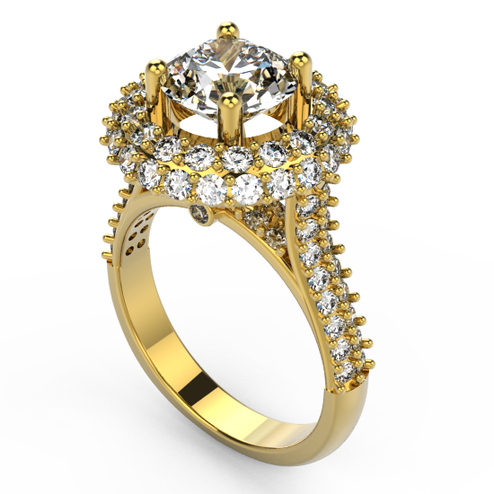 Elegant Flower Frame Brilliant Cut Engagement Ring