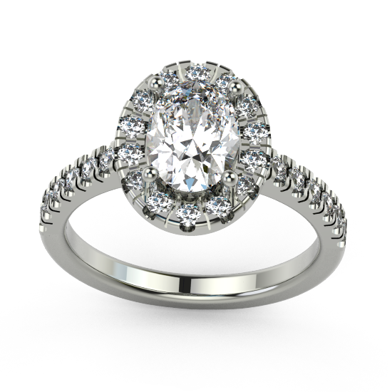 Elegant Cushion Cut Diamond Halo Eengagement Ring