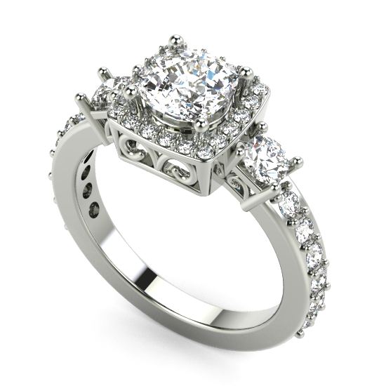 Cushion Cut Diamond Halo Eengagement Ring