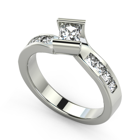 Charming Solitaire Princess Cut Diamond Engagement Ring