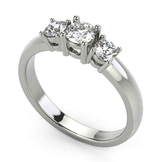 Solitaire Plain Three Fancy Cut Diamond Wedding Ring