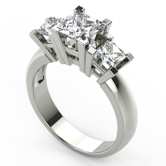 Smart Classic Three Princess Cut Diamond Wedding Ring