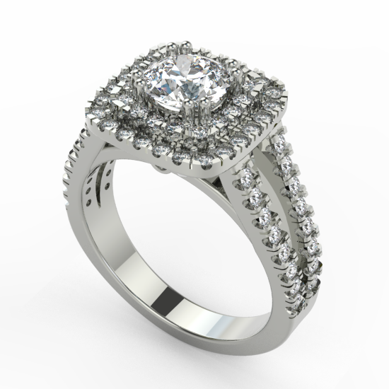 Beautiful Double Row Halo Engagement Ring